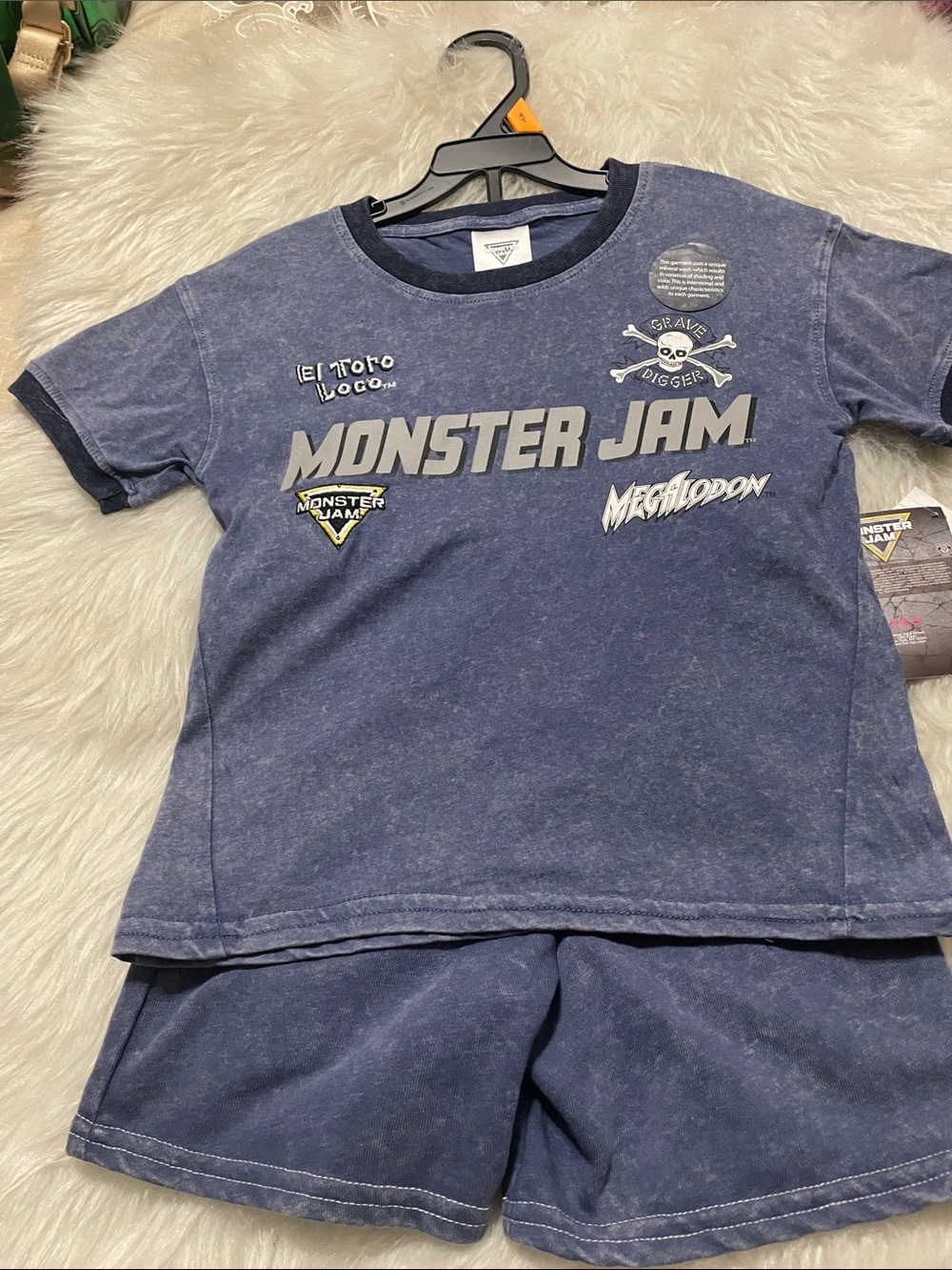 Monster Jam Boys' Navy Graphic Short-Sleeve Tee - Monster Jam with shorts